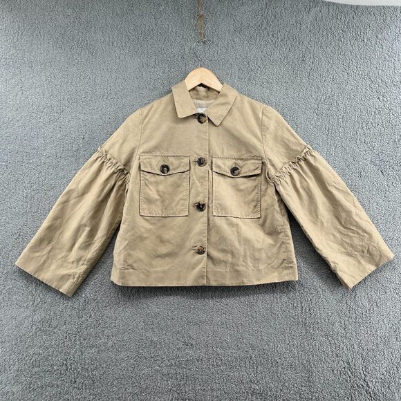 Lewit Linen Cotton Tan Jacket Blazer Ruffle Sleeve XS - Picture 3 of 15